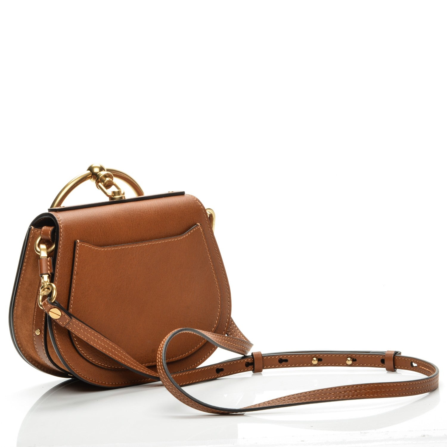 Chloe Calfskin Suede Small Nile Bracelet Bag Caramel 4 of 14