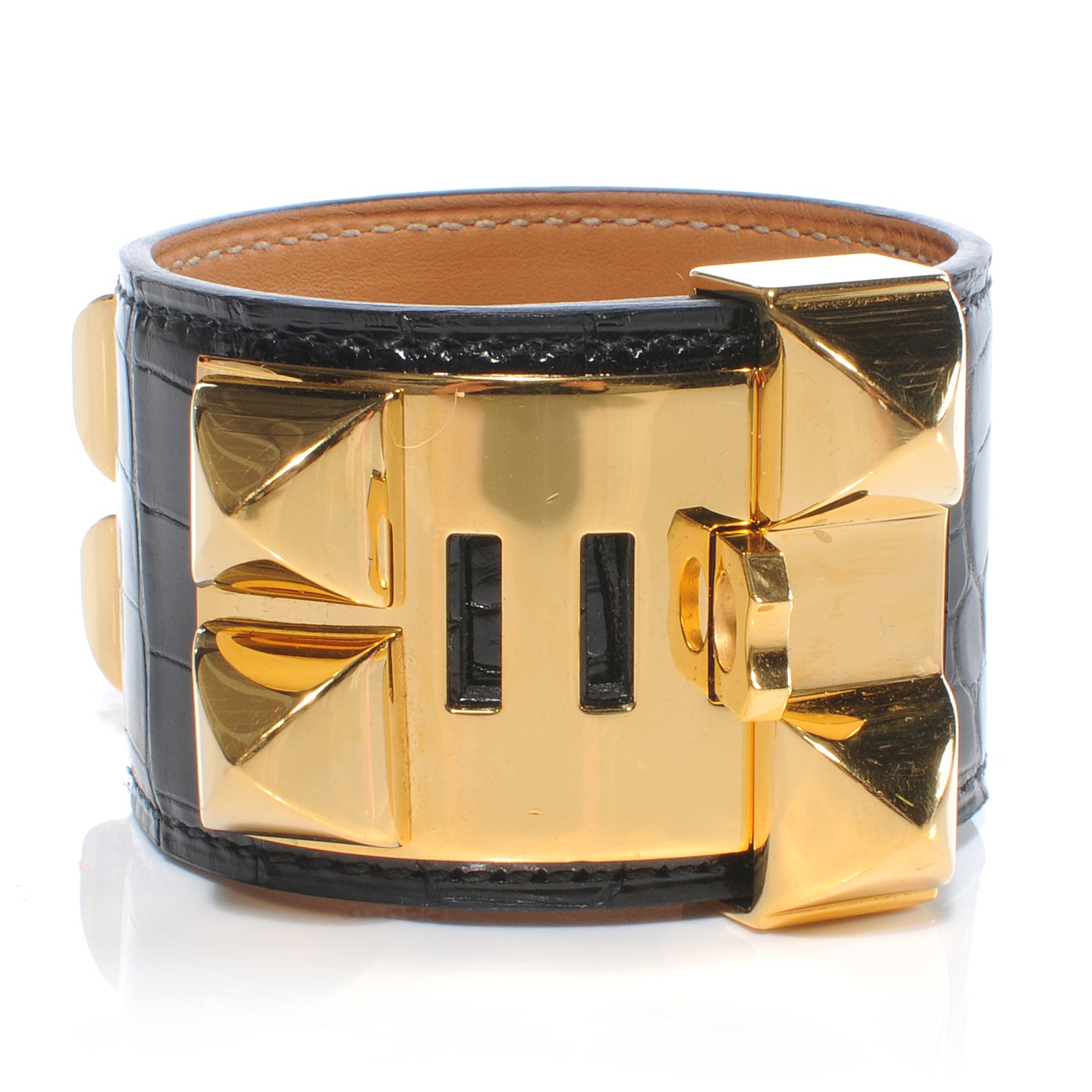 Hermes Alligator Collier De Chien CDC Bracelet Small Black 4 of 8