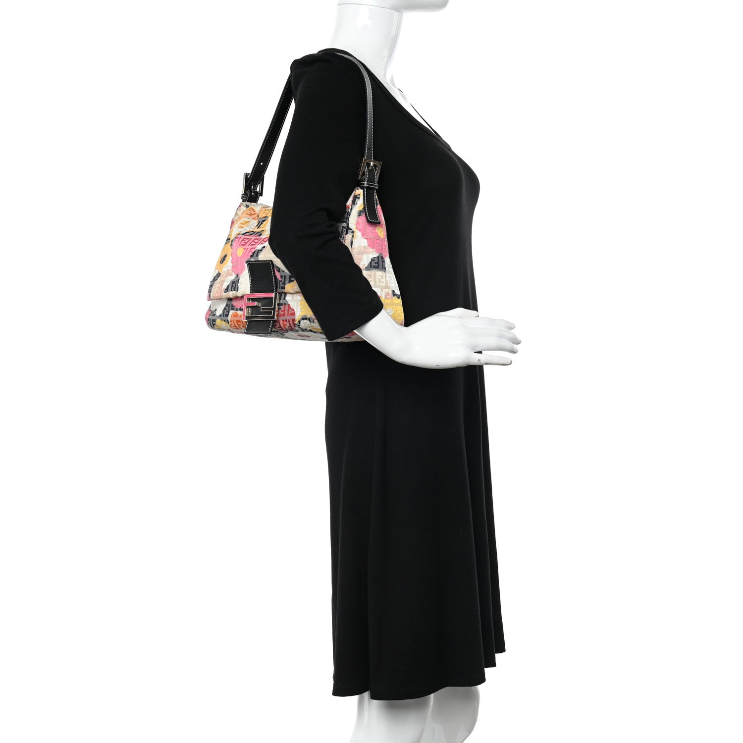 Fendi Zucchino Vitello Floral Forever Mama Baguette Beige Multicolor 2 of 13