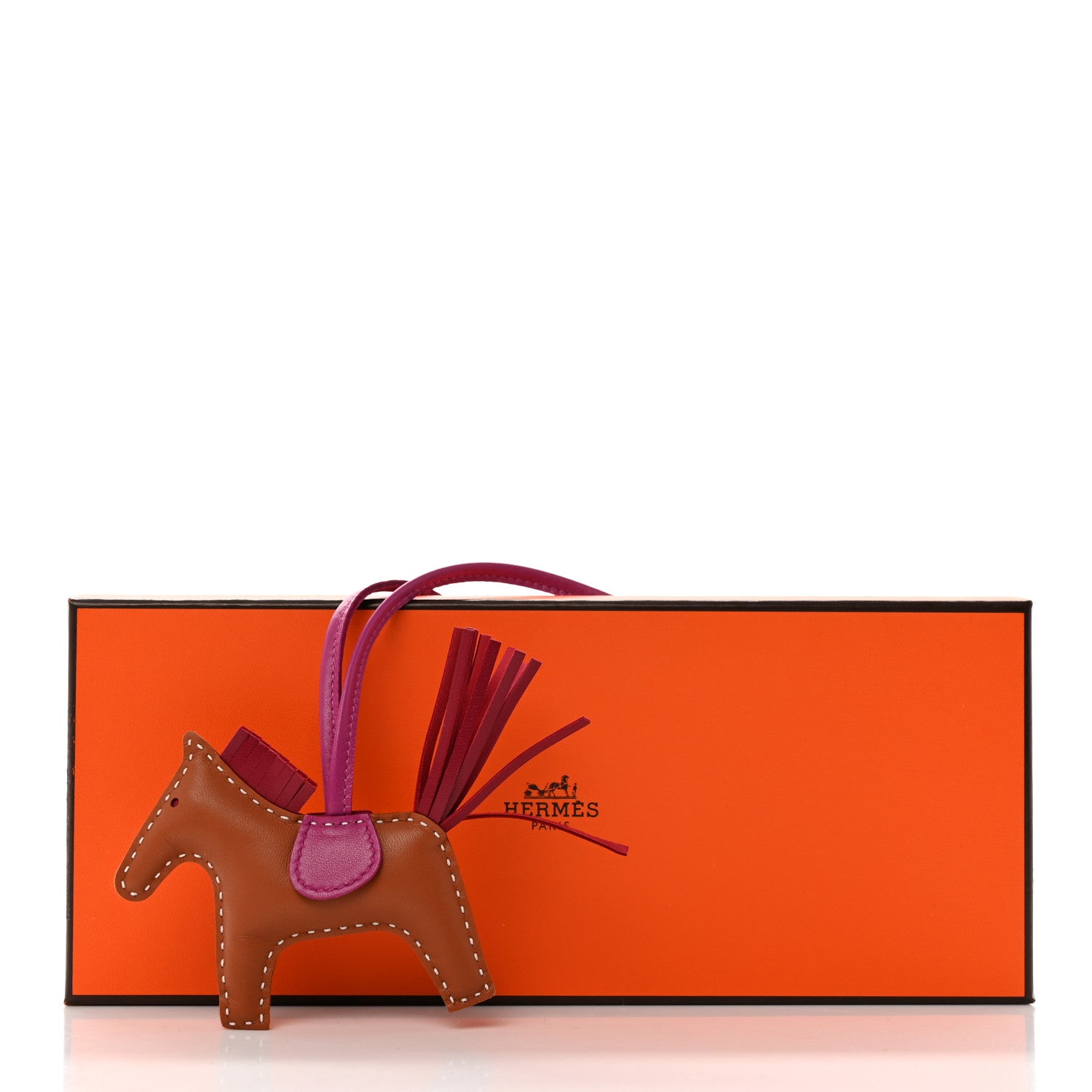 Hermes Milo Lambskin Grigri Rodeo Horse Bag Charm PM Gold Rubis Rose Poupre 5 of 5