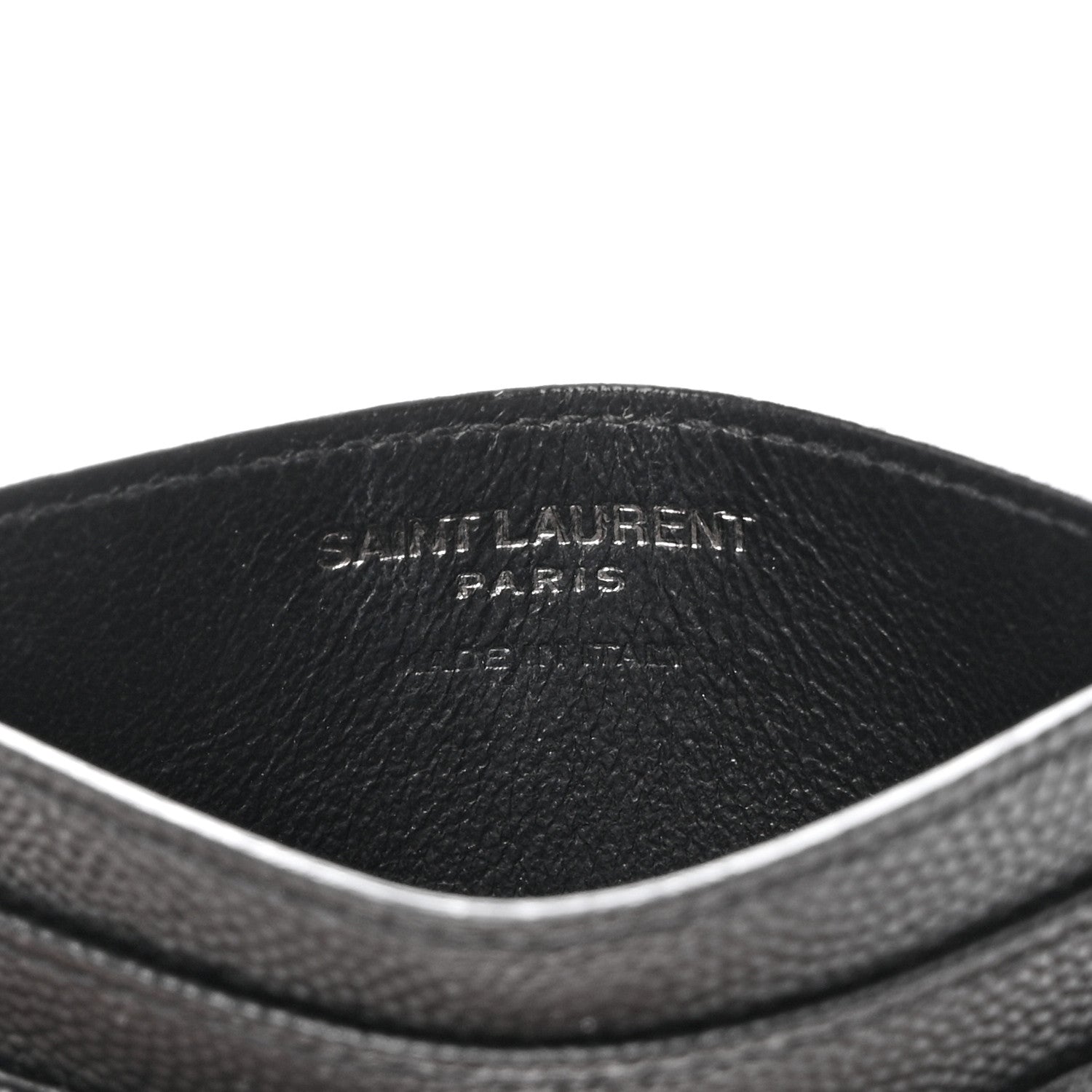 Saint Laurent Grain De Poudre Matelasse Chevron Monochrome Monogram Credit Card Case Black 6 of 10