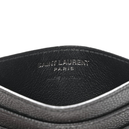 Saint Laurent Grain De Poudre Matelasse Chevron Monochrome Monogram Credit Card Case Black 6 of 10