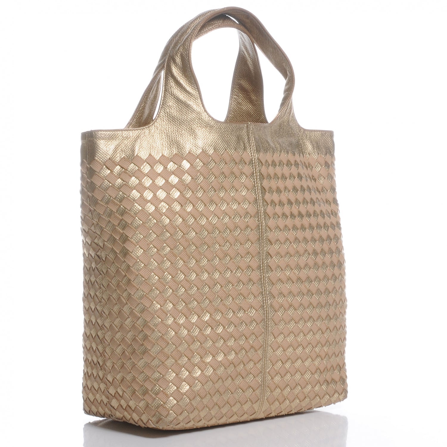 Bottega Veneta Woven Metallic Tote Gold 3 of 8