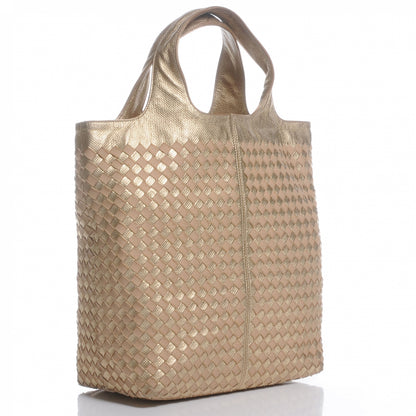 Bottega Veneta Woven Metallic Tote Gold 3 of 8