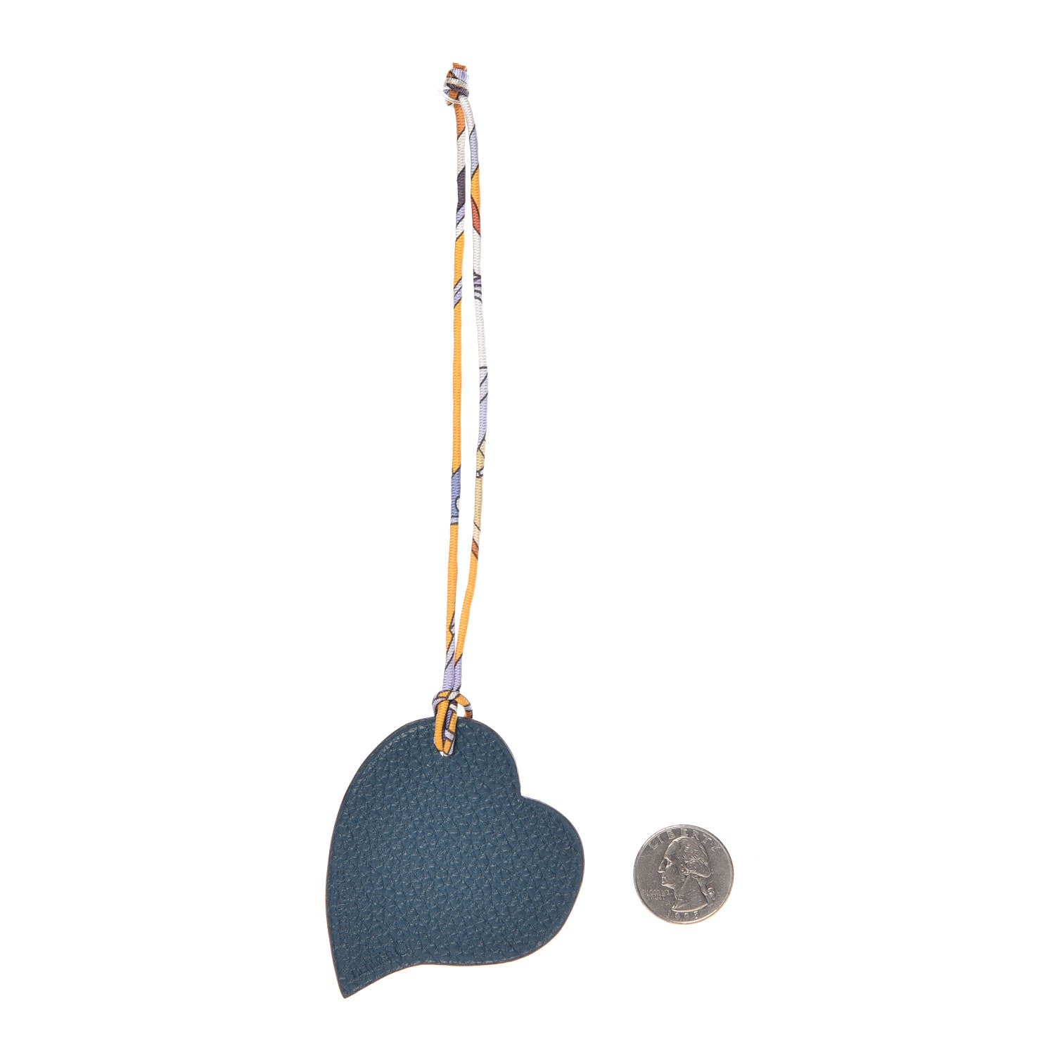Hermes Togo Epsom Petit H Heart Bag Charm Orange Colvert 2 of 5
