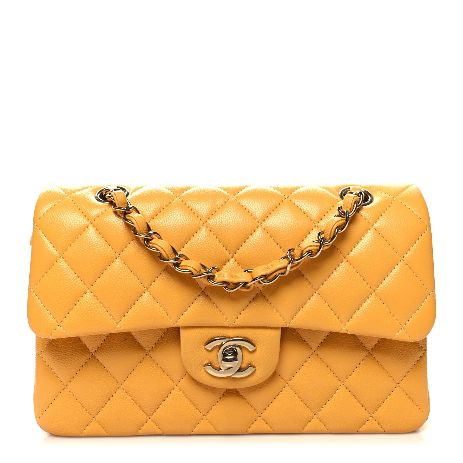 Chanel Caviar Quilted Small Double Flap Yellow 1 of 10