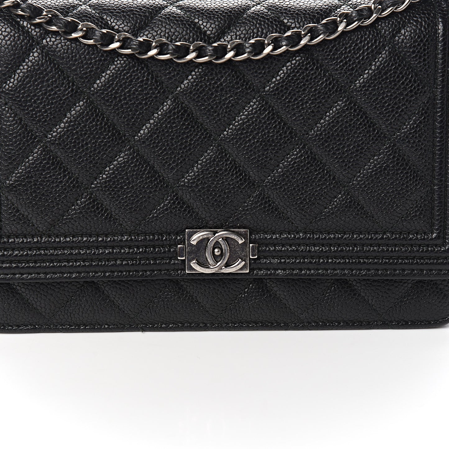 Caviar Quilted Boy Wallet On Chain WOC Black