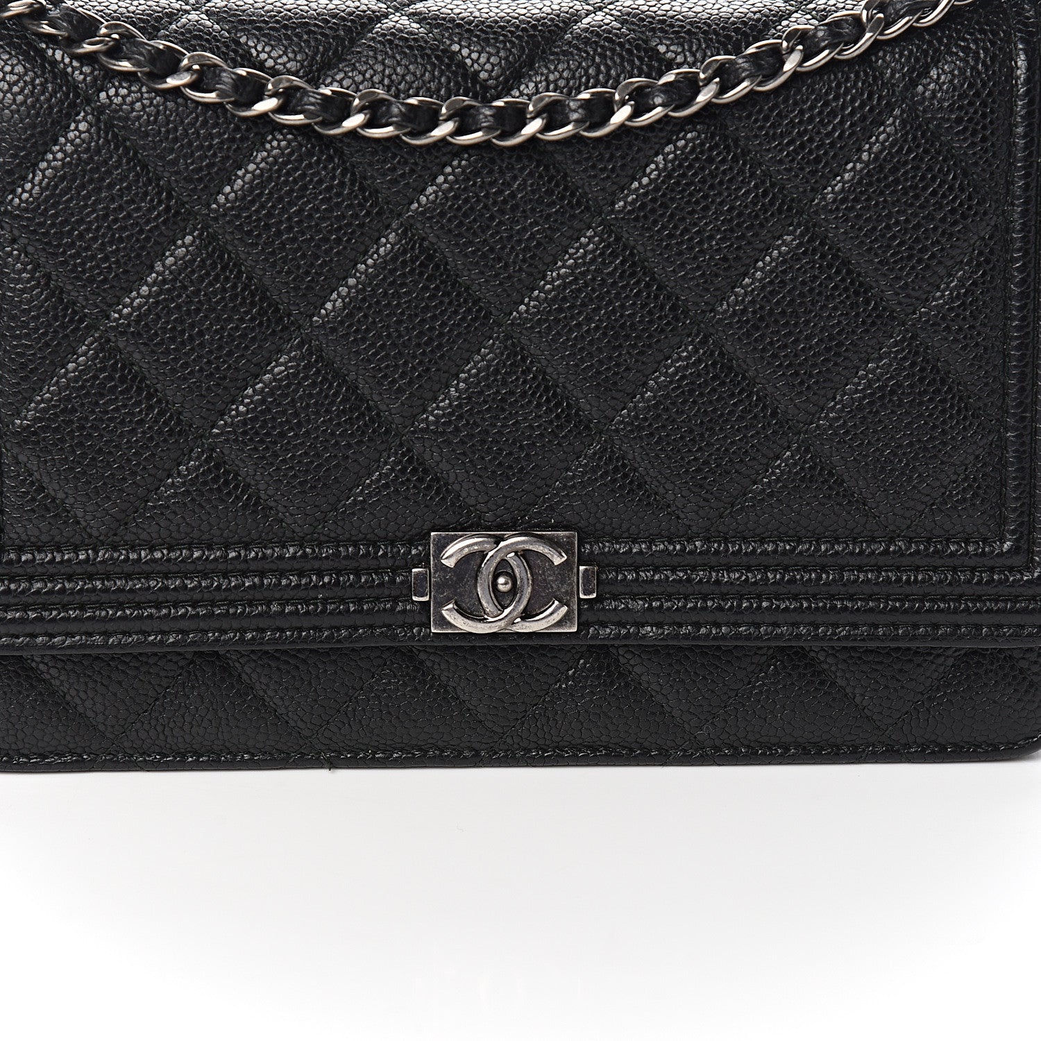 Chanel Caviar Quilted Boy Wallet On Chain WOC Black 10 of 10