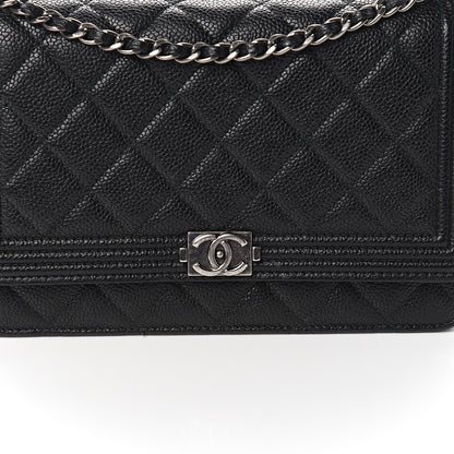 Chanel Caviar Quilted Boy Wallet On Chain WOC Black 10 of 10