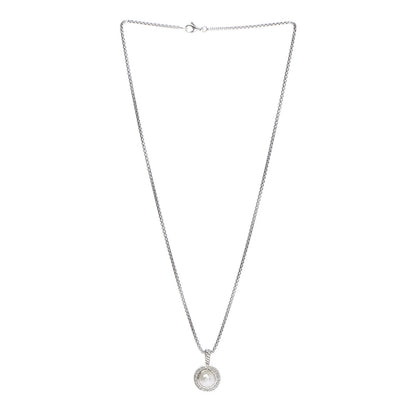 David Yurman Sterling Silver Diamond Pearl 8mm Cerise Pendant Necklace 3 of 6