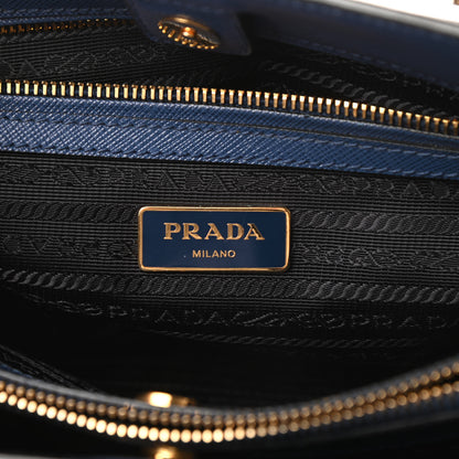 Prada Saffiano Lux Bi-Color Medium Tote Bluette Black 6 of 13