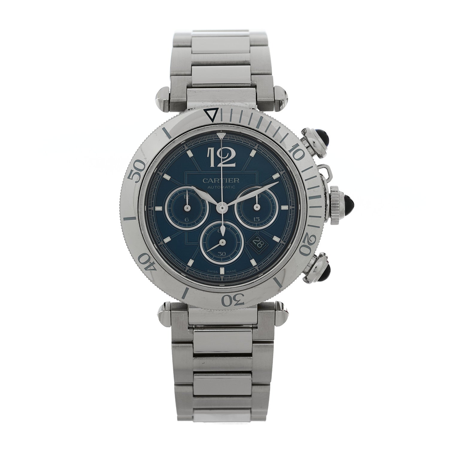Cartier Stainless Steel 41mm Pasha C Chronograph Automatic Watch Blue 1 of 5