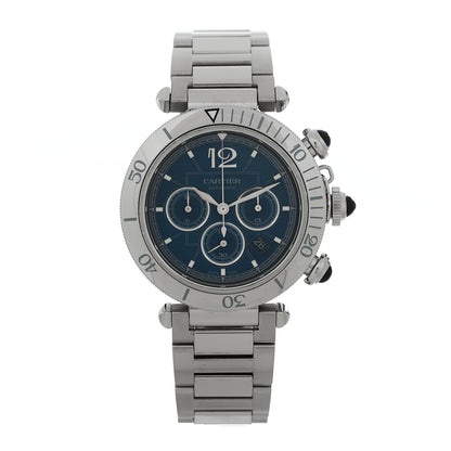 Cartier Stainless Steel 41mm Pasha C Chronograph Automatic Watch Blue 1 of 5