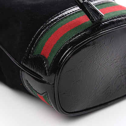 Gucci Suede Patent Web Mini Ophidia Bucket Bag Black 7 of 8