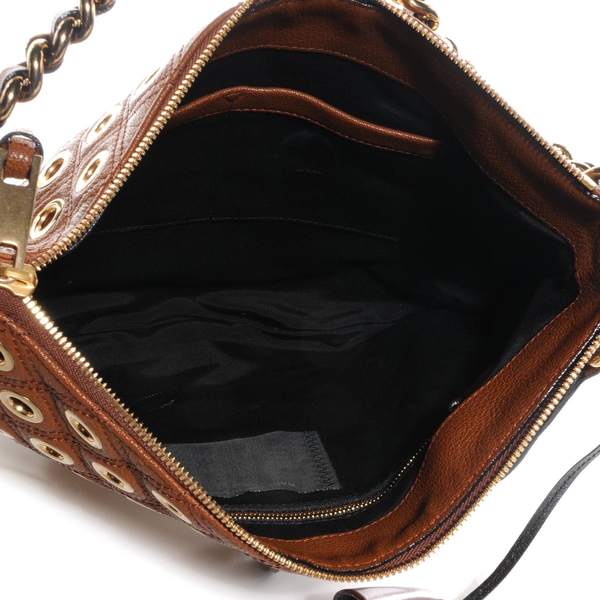 Marc Jacobs Goatskin Leather Medium Quilted Grommet Nomad Hobo Brown 5 of 11