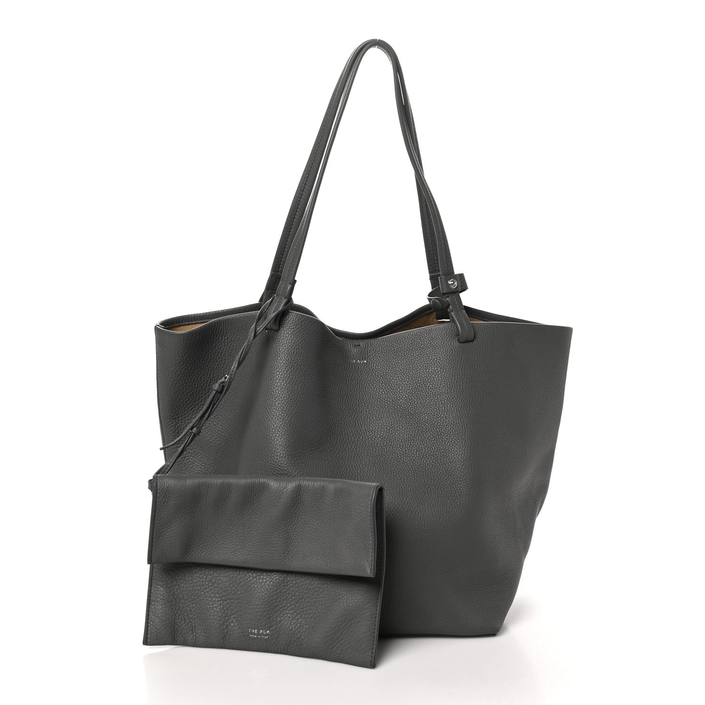 Grained Calfskin Park Tote Three Charcoal