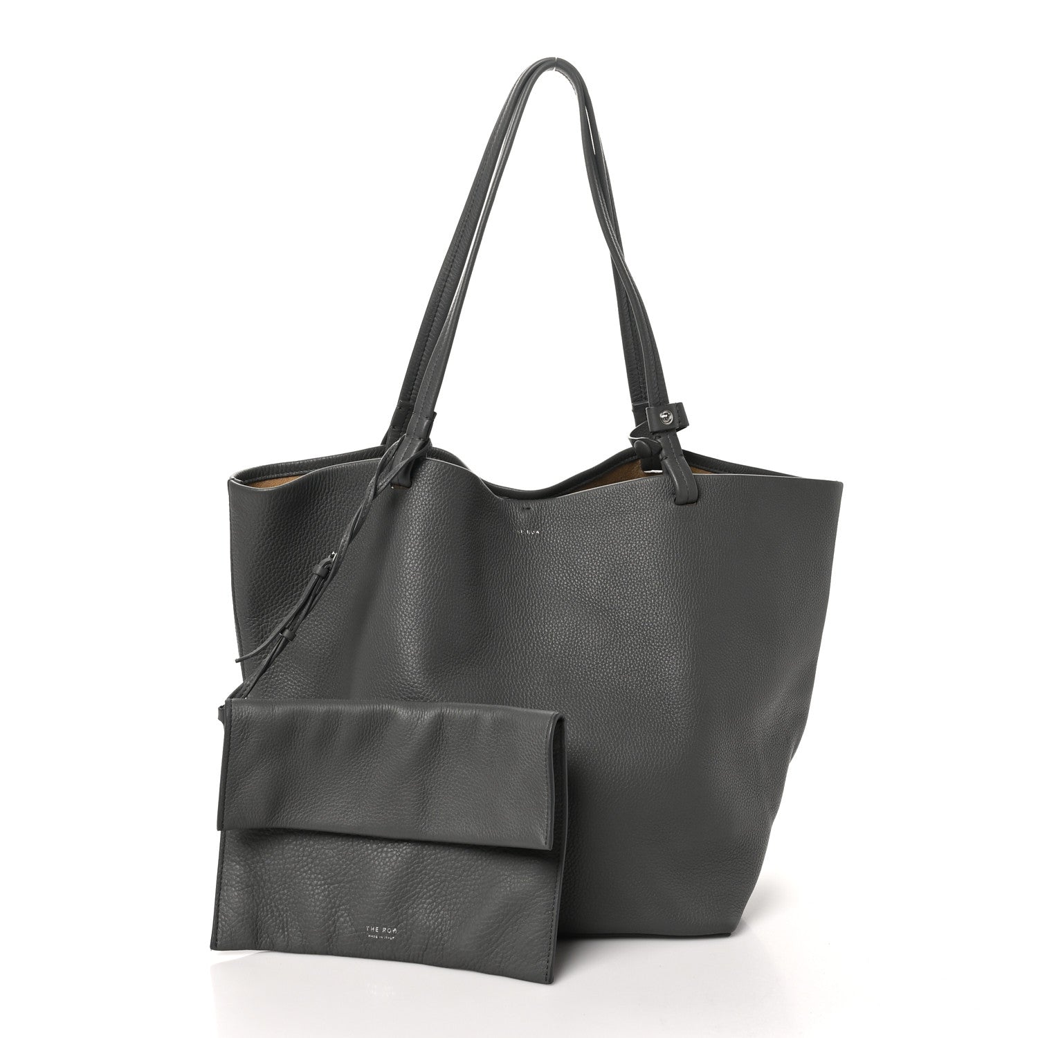 The Row Grained Calfskin Park Tote Three Charcoal 3 of 10