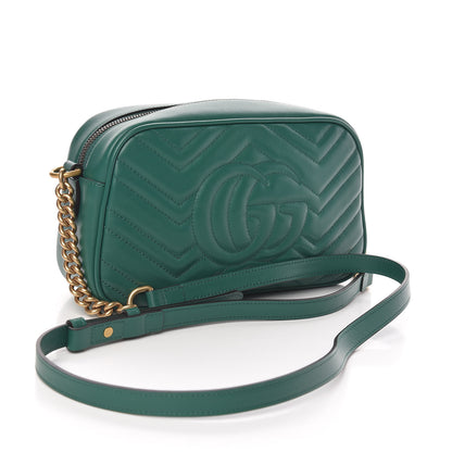 Gucci Calfskin Matelasse Small GG Marmont Chain Shoulder Bag Emerald Green 3 of 10