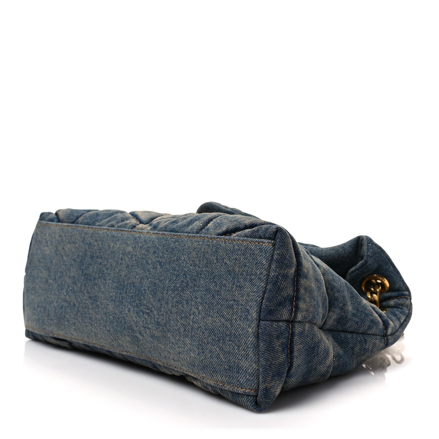 Saint Laurent Denim Quilted Small Loulou Puffer Monogram Chain Satchel Blue Cinnamon 7 of 7