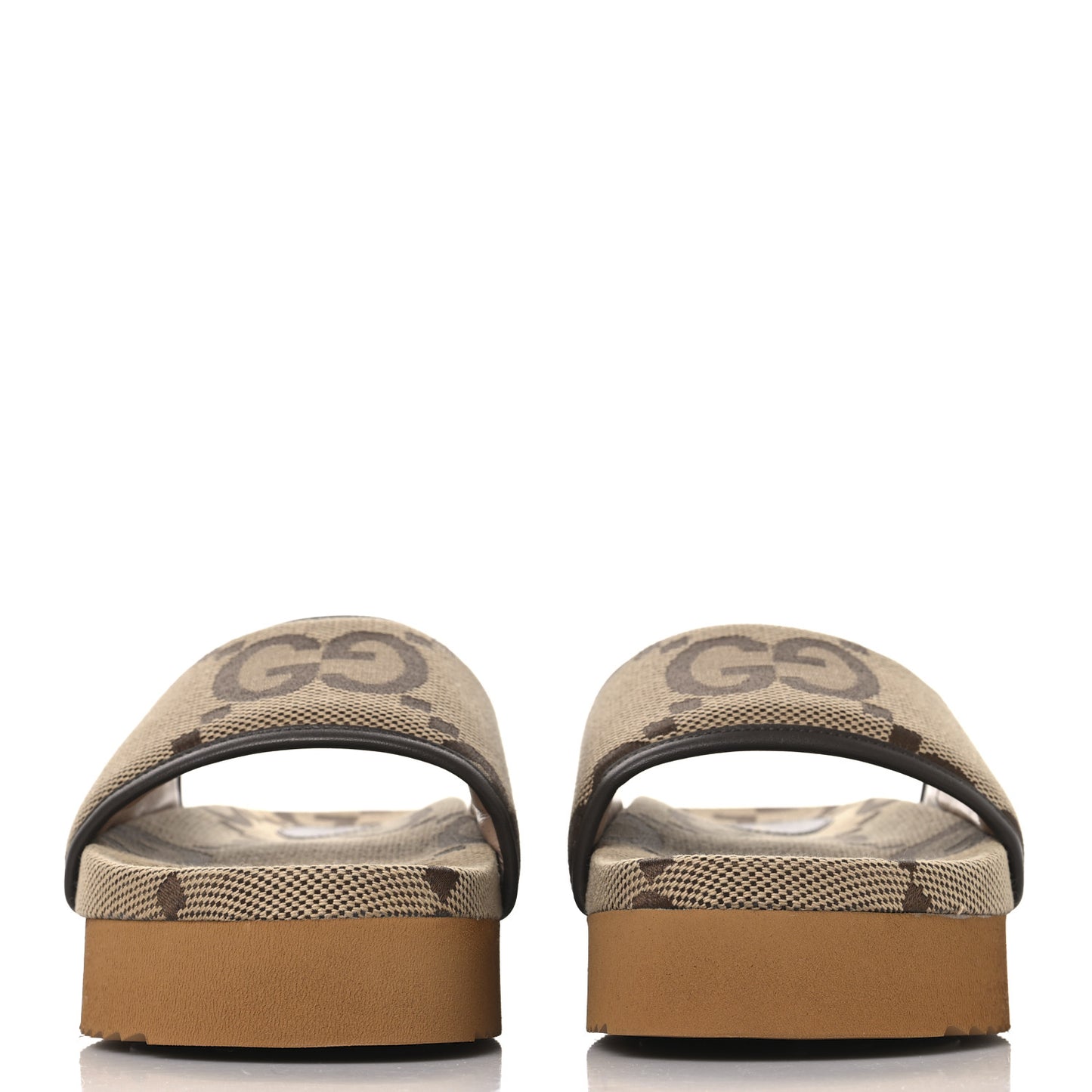 Monogram Jumbo GG Nappa Samoa Platform 40mm Slide Sandals 40 Camel Ebony New Acero
