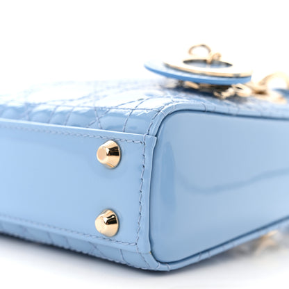 Christian Dior Patent Cannage Micro Lady Dior Cornflower Blue 9 of 14