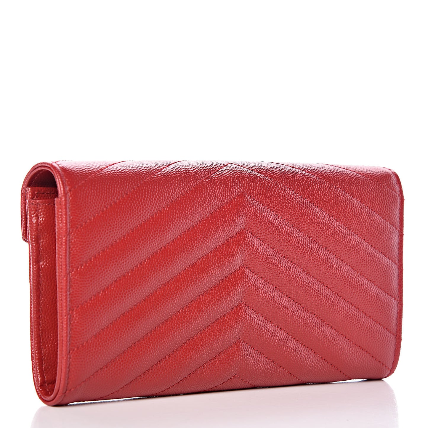 Grain De Poudre Matelasse Chevron Monogram Flap Wallet Red