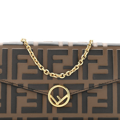 Fendi Vitello Soft F is Fendi Bi-Color FF 1974 Embossed Continental Envelope Wallet On Chain Maya Black 9 of 13