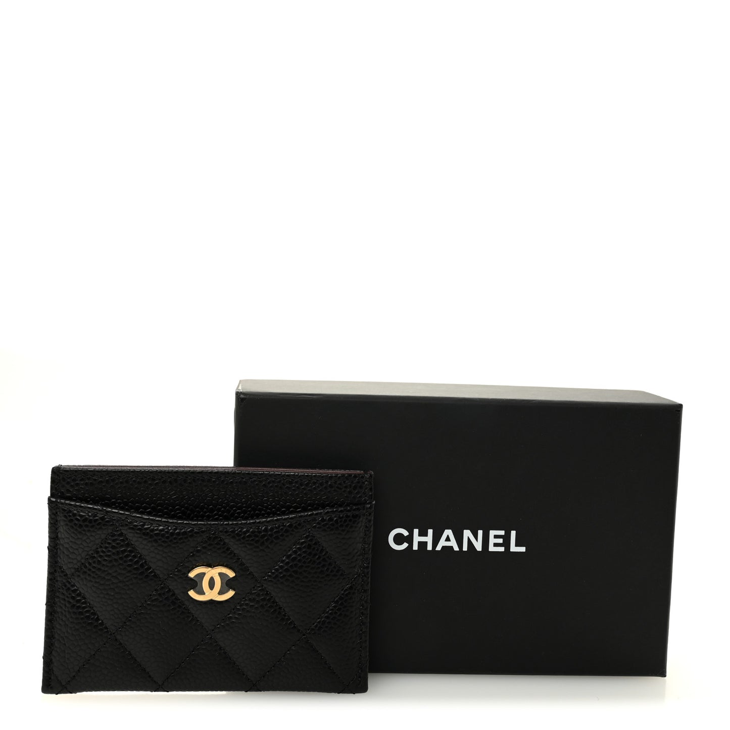 Caviar Quilted Card Holder Black