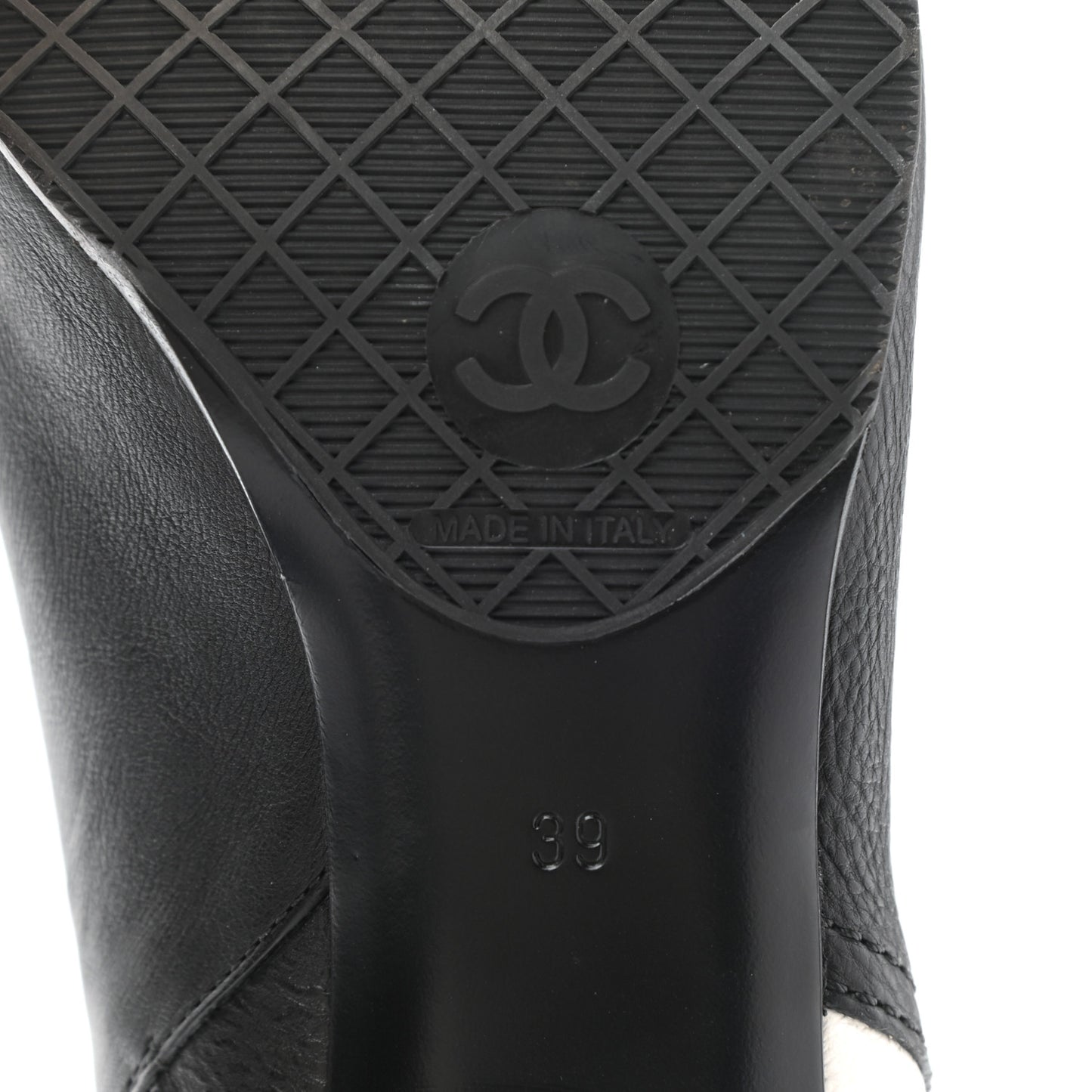 Goatskin Calfskin CC Short Boots 39 Black White