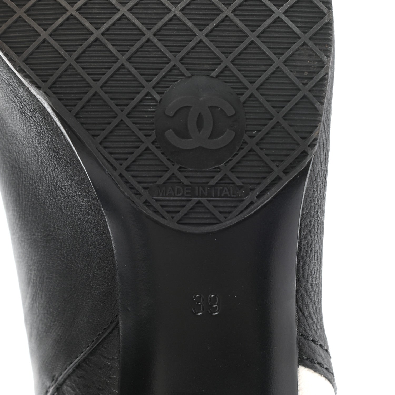 Chanel Goatskin Calfskin CC Short Boots 39 Black White 6 of 9