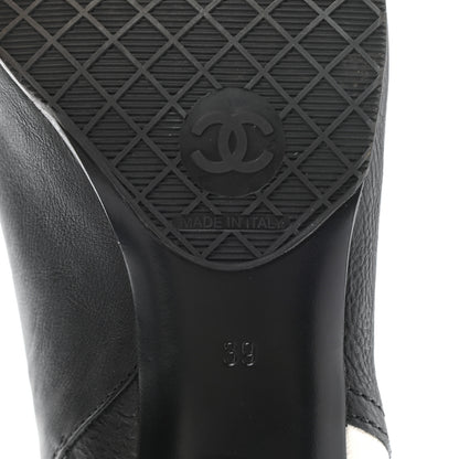 Chanel Goatskin Calfskin CC Short Boots 39 Black White 6 of 9