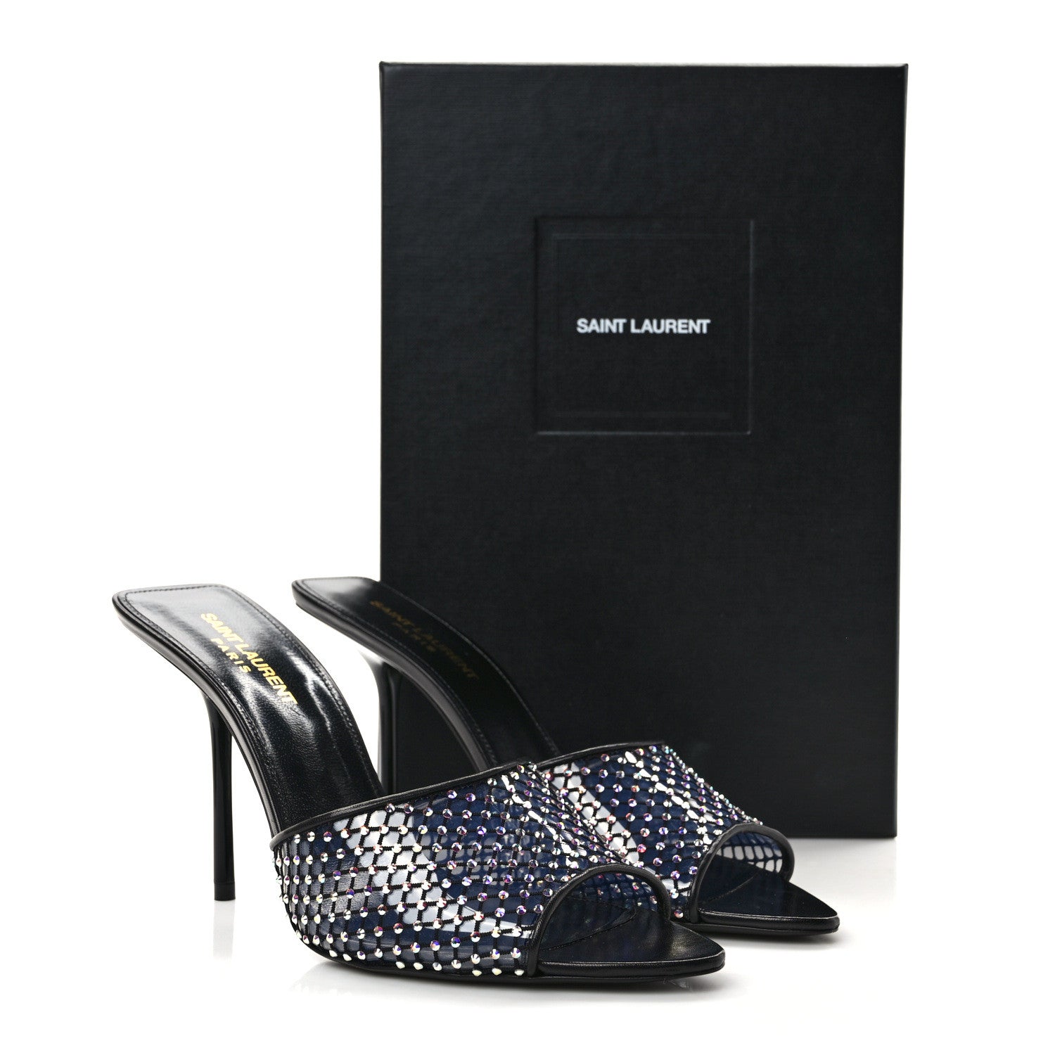Saint Laurent Mesh Strass Giqua 95 Mule Sandals 39.5 Black 8 of 8