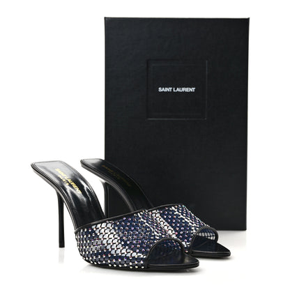 Saint Laurent Mesh Strass Giqua 95 Mule Sandals 39.5 Black 8 of 8