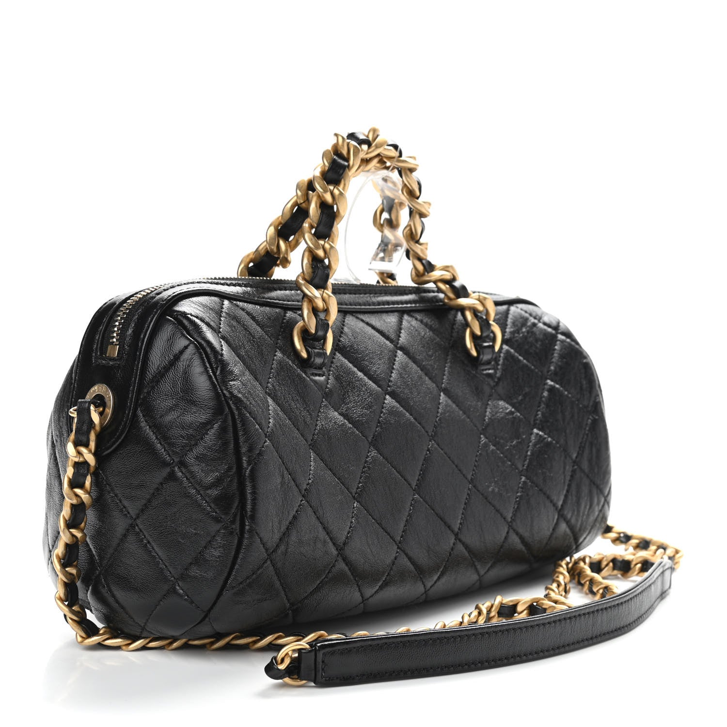 Chanel Shiny Lambskin Quilted Fashion Therapy Bowling Bag Black 3 of 10
