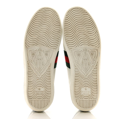 Gucci Calfskin Ayers Bee Embroidered Womens Ace Sneakers 38 White Green 5 of 11