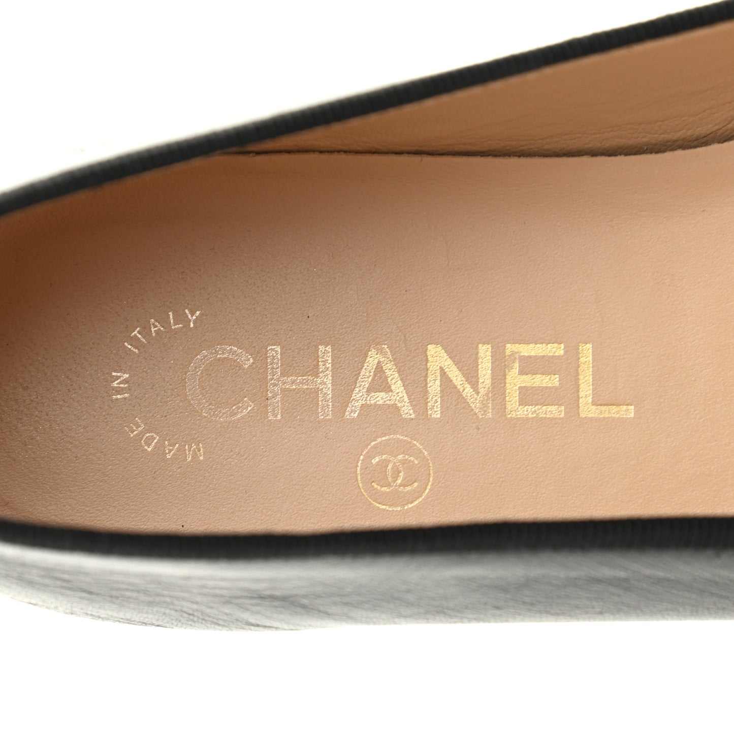 Lambskin Patent Cap Toe Camellia Ballerina Flats 38.5 Black