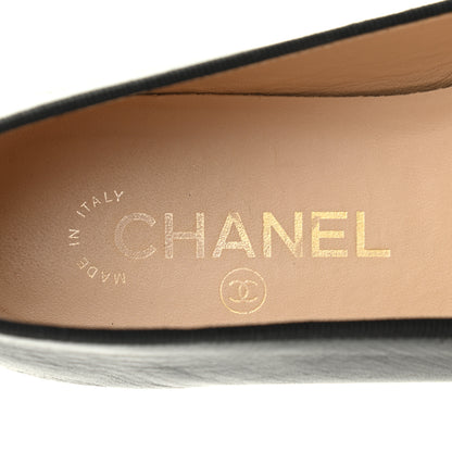 Chanel Lambskin Patent Cap Toe Camellia Ballerina Flats 38.5 Black 7 of 9