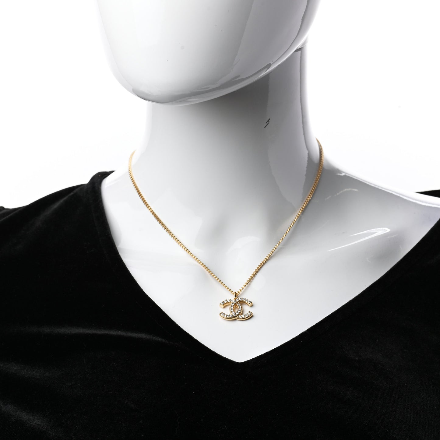 Crystal CC Pendant Necklace Gold