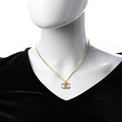 Chanel Crystal CC Pendant Necklace Gold 3 of 6