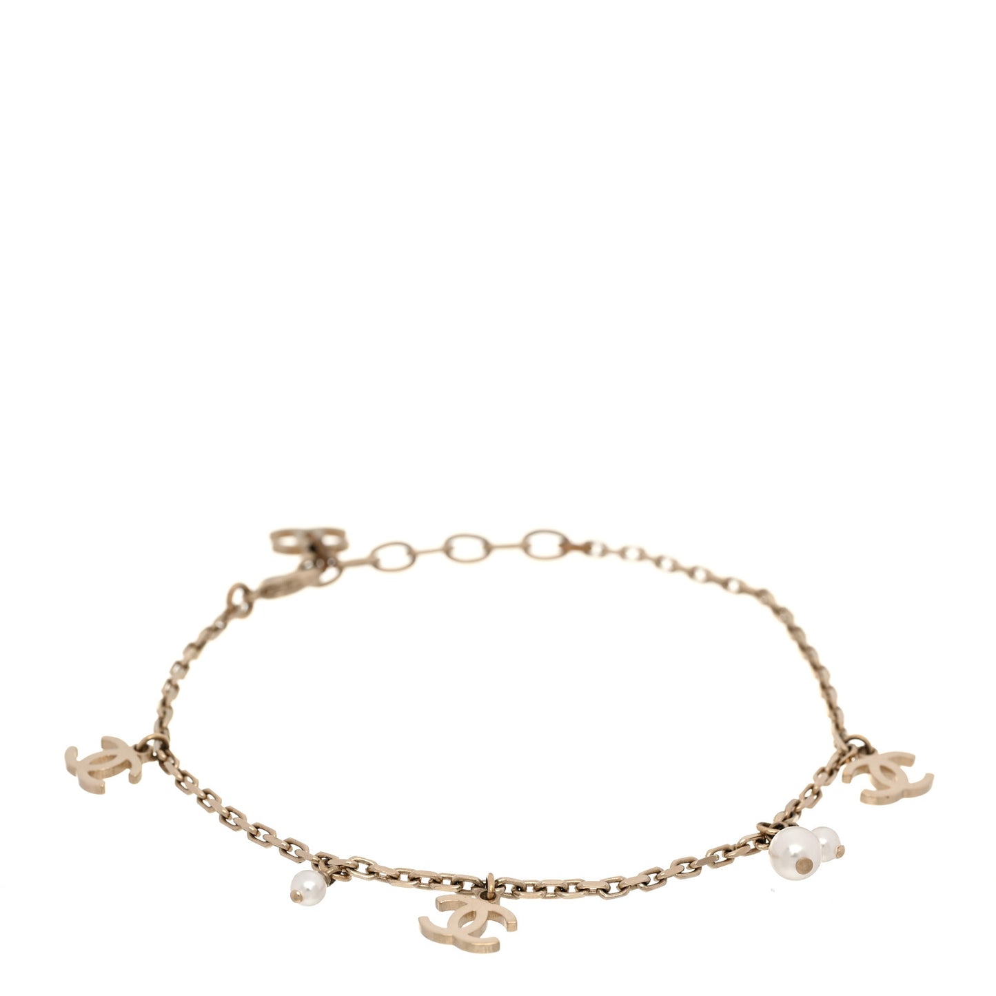 Pearl CC Chain Anklet Gold