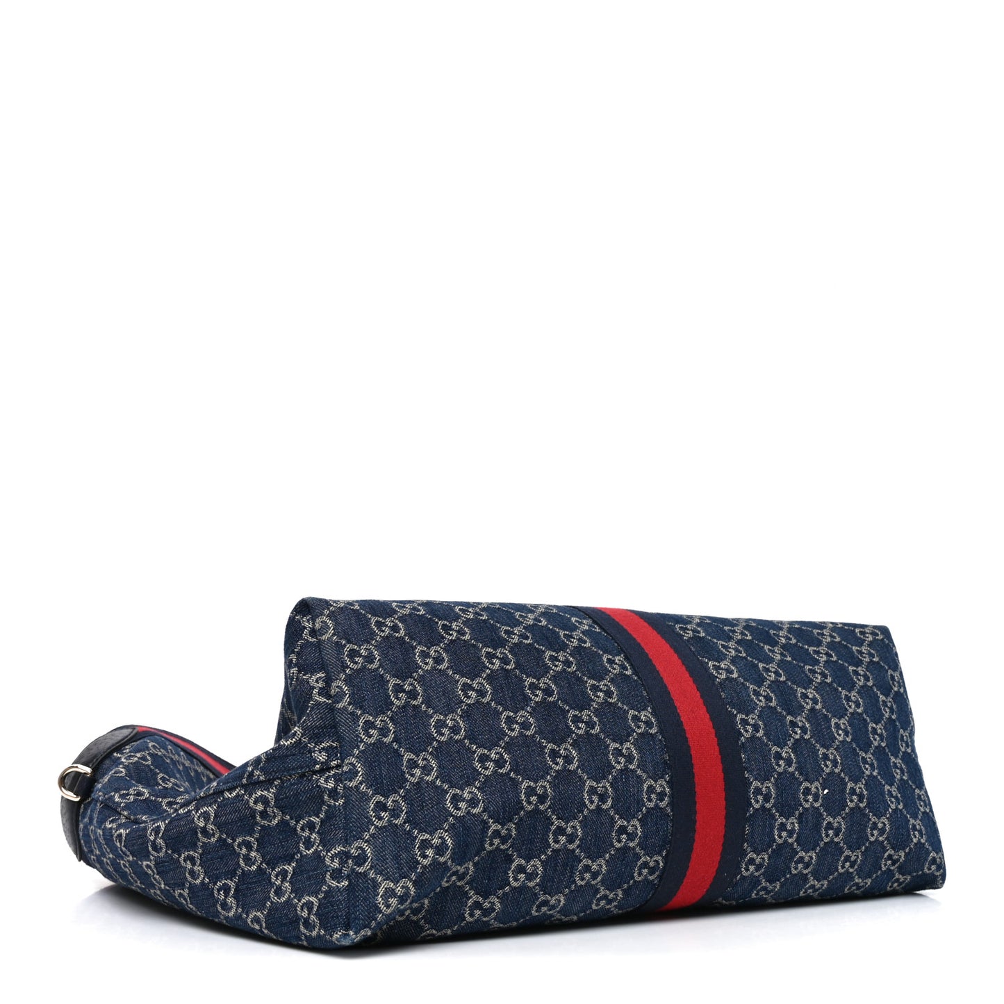 Denim GG Monogram Web Large Giglio Tote Blue
