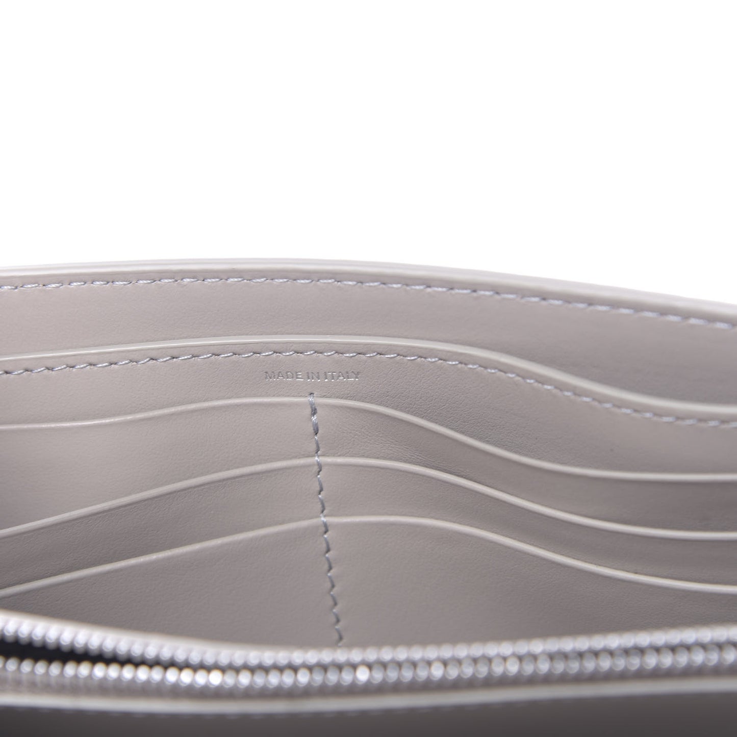 Metallic Calfskin Crocodile Embossed Hannah Wallet On Chain Silver