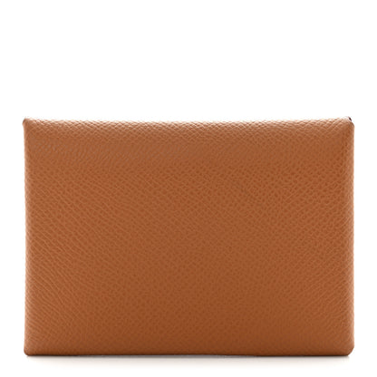Hermes Epsom Calvi Duo Card Case Gold 1 of 9