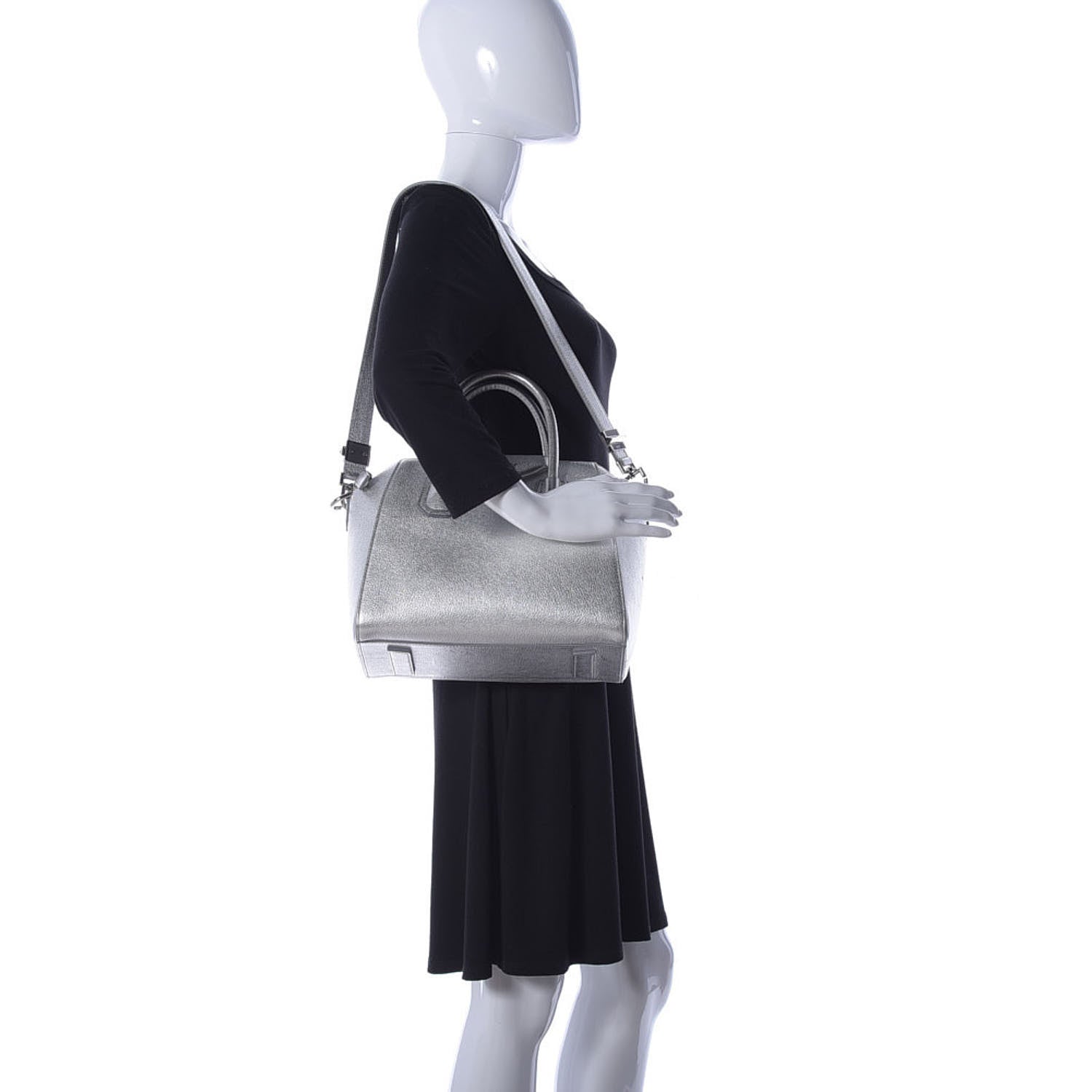 Givenchy Metallic Sugar Goatskin Small Antigona Silver 3 of 9