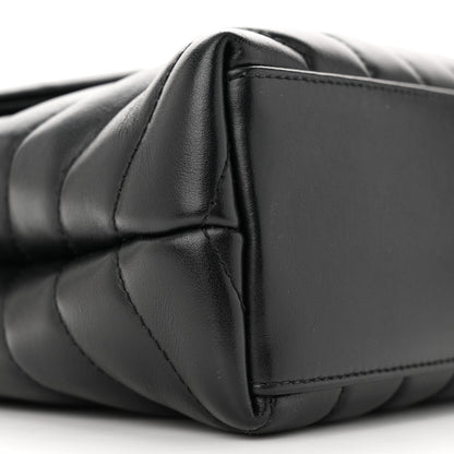 Saint Laurent Calfskin Y Quilted Monogram Monochrome Small Loulou Chain Satchel Black 9 of 13
