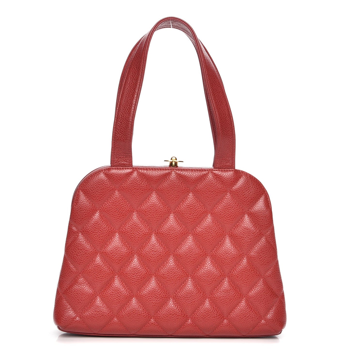 Caviar Quilted Frame Bag Red