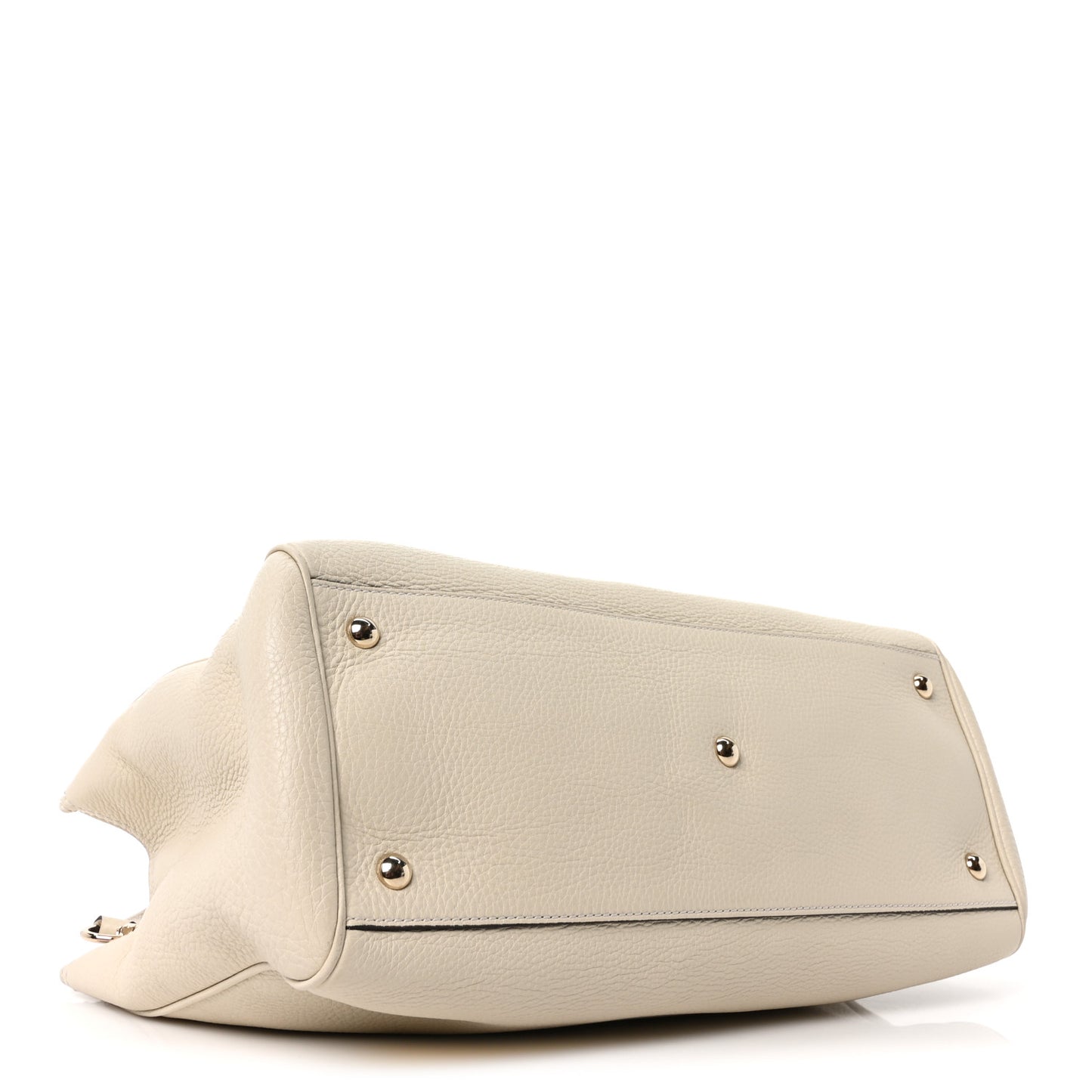 Pebbled Calfskin Medium Bamboo Shopper Tote Off White