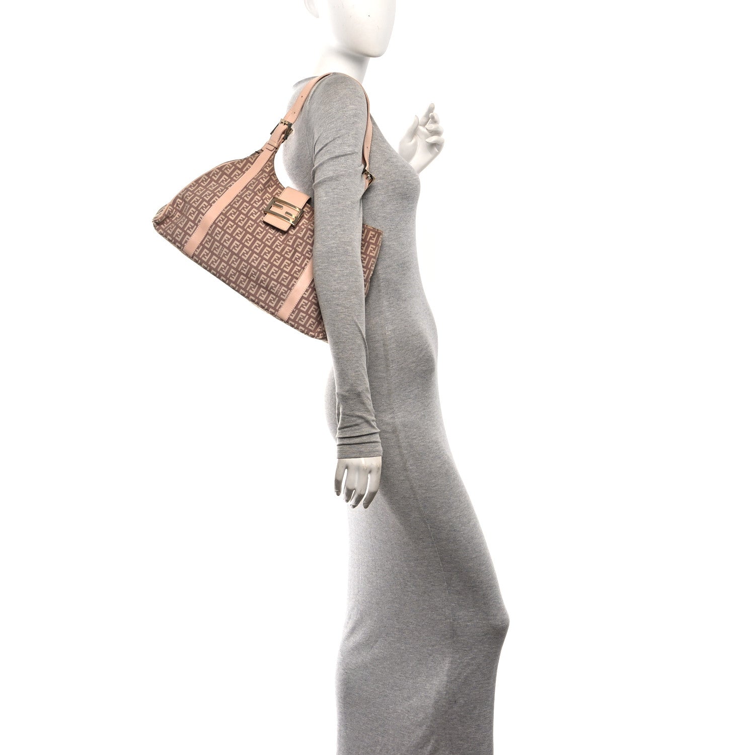 Fendi Zucchino Vitello Shoulder Bag Cipria Teint 2 of 12