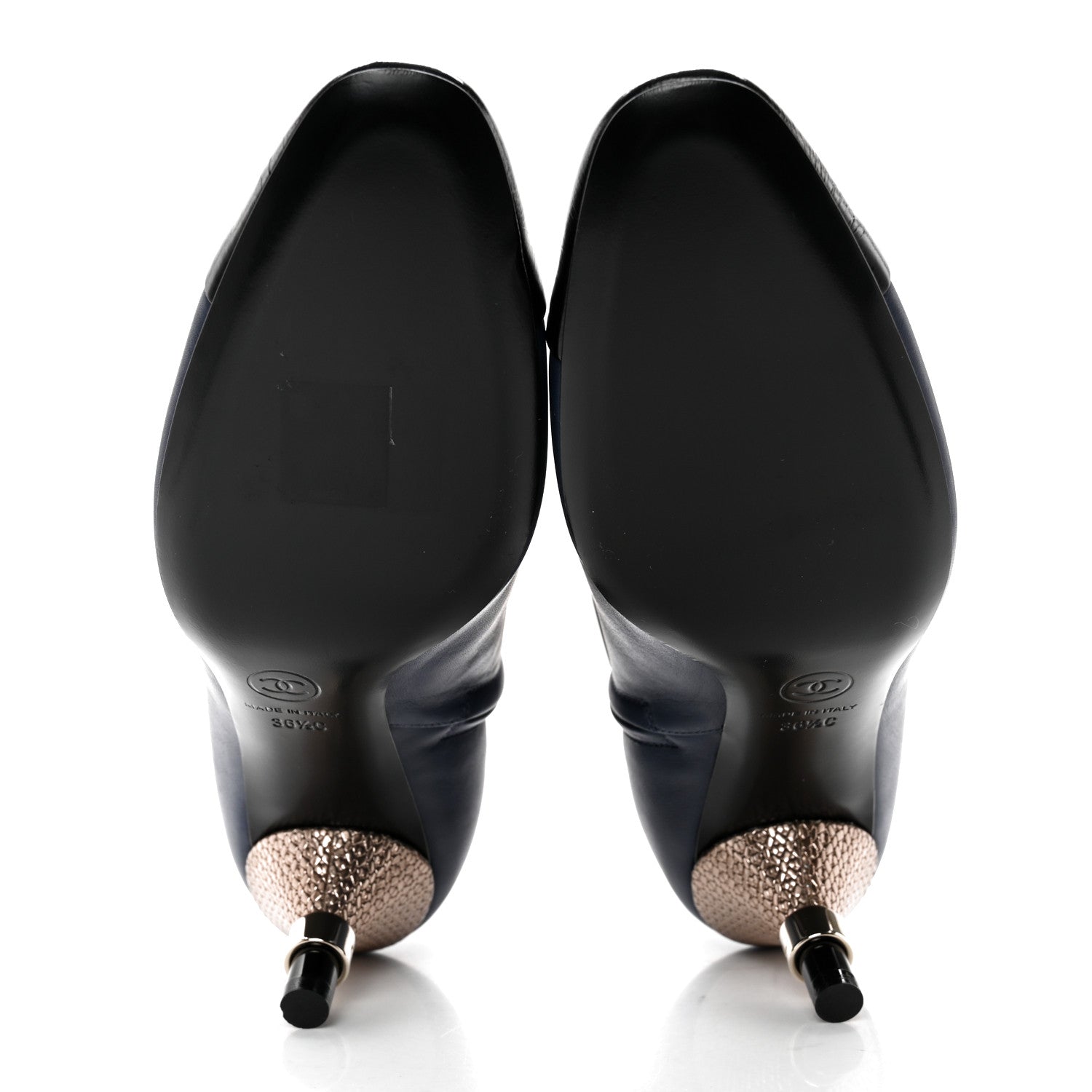 Chanel Crumpled Patent Calfskin Cap Toe Short Boots 36.5 Blue Back 5 of 8