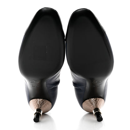 Chanel Crumpled Patent Calfskin Cap Toe Short Boots 36.5 Blue Back 5 of 8